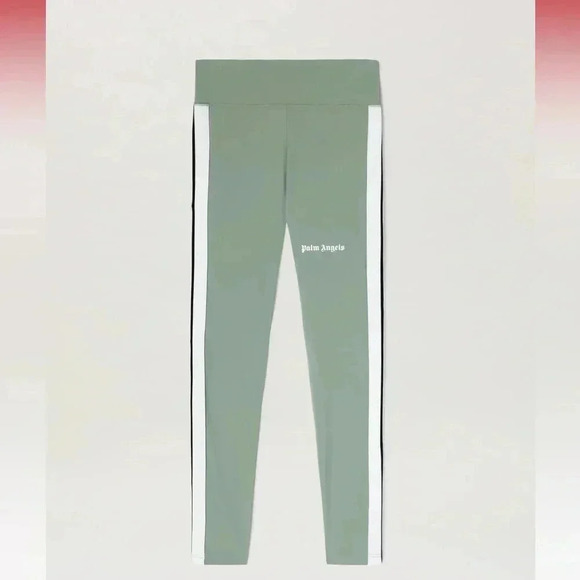 NWT PALM ANGELS TRAINING TRACK LEGGINGS SAGE WHITE S - Picture 1 of 10
